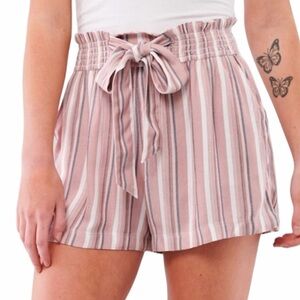 Hollister Pink Striped High Waist Shorts  size small
